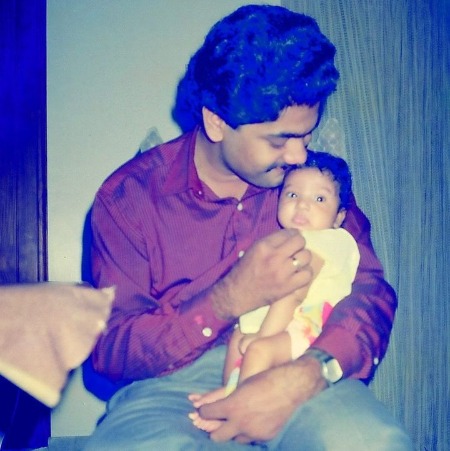 The picture of Varada Sethu with her father at an early age.